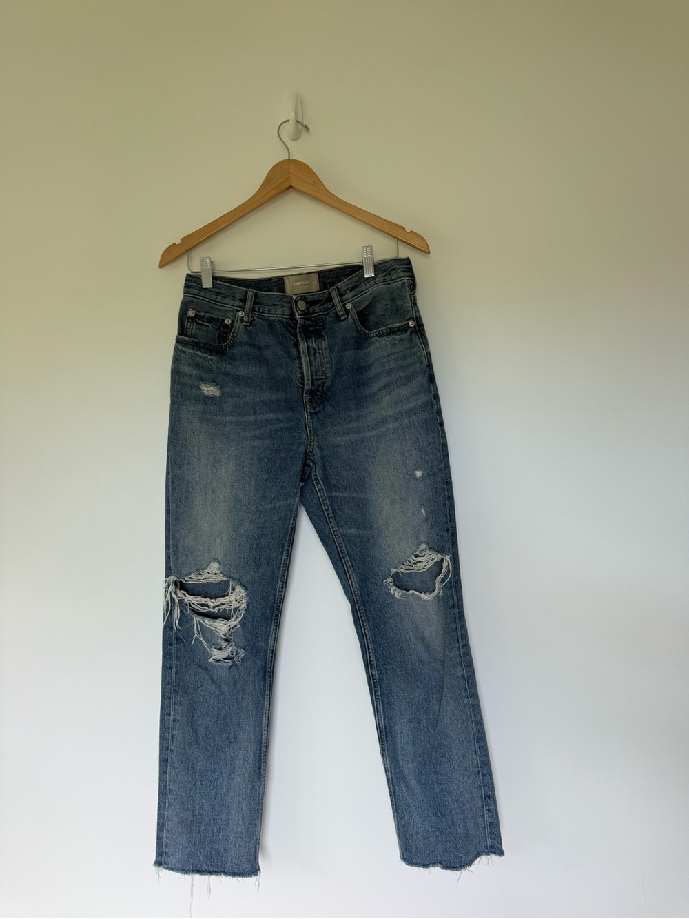 Everlane Men's Distressed Blue Straight Jeans